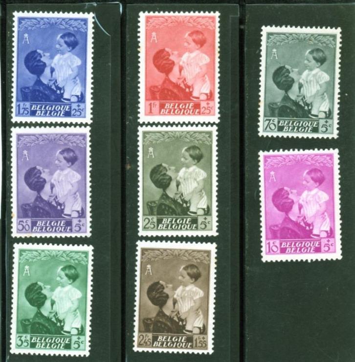 België 1937 - OBP 447-454 - Herinnering aan koningin Astrid, Postzegels en Munten, Postzegels | Europa | België, Postfris, Frankeerzegel