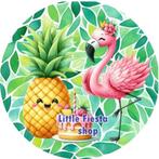 LF4522 ouwel flamingo ananas 20x4,7cm eetbare cupcake rond, Ophalen of Verzenden, Nieuw, Cupcakes, Versiering