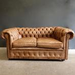 origineel Engelse leren Chesterfield bank, Huis en Inrichting, Fauteuils, Ophalen, Gebruikt, Minder dan 75 cm, Chesterfield Engels