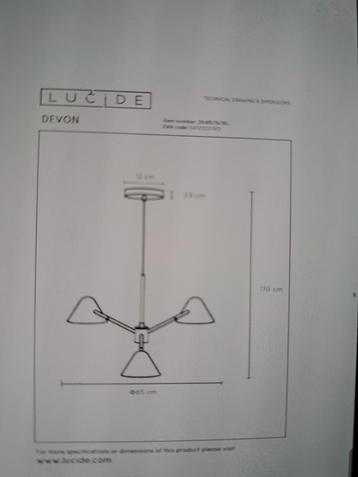 Lucide DEVON hanglamp LED 3x3,3W 300K zwart beschikbaar voor biedingen