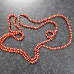 Bloedkoraal  Ketting 110 cm geknoopt oud!!, Sieraden, Tassen en Uiterlijk, Verzenden, Ketting, Met edelsteen