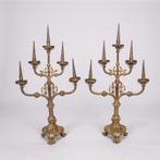 Set bronzen kerkkandelaren, 19e-eeuw, Ophalen of Verzenden, Koper of Brons