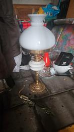 Vintage Tafellamp met Glazen Kap, Gebruikt, 100 tot 150 cm, Vintage, Ophalen of Verzenden