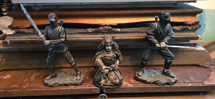 Ninja & Samurai Beelden Set, Tuin en Terras, Tuinbeelden, Zo goed als nieuw, Mensenbeeld, Steen, Ophalen of Verzenden