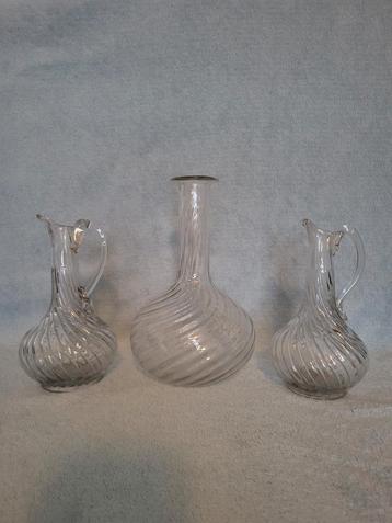 Glazen Karaf set met schenkkannetjes beschikbaar voor biedingen