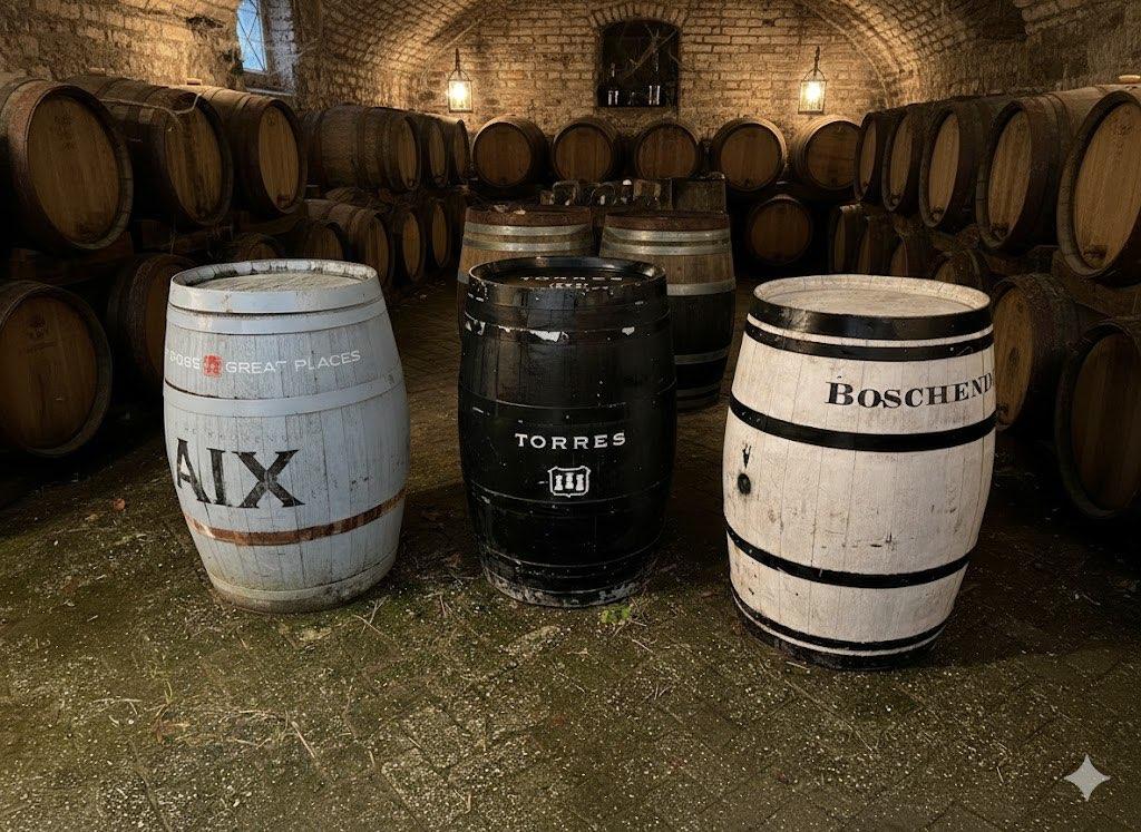 3 Zeer fraaie Originele wijnvaten erg uniek, 150 liter of meer, Ophalen of Verzenden, Gebruikt, Hout