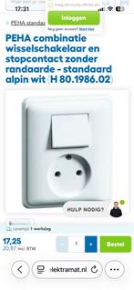 PEHA combinatie wisselschakelaar en stopcontact - alpin wit, Ophalen of Verzenden, Zo goed als nieuw, Stopcontact