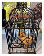 Korting Schattig eendje in metalen antieke vogelkooi 39 cm, Antiek en Kunst, Ophalen of Verzenden