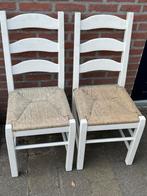 Mooi houten stoelen met rieten zitting, Huis en Inrichting, Gebruikt, Twee, Wit, Hout