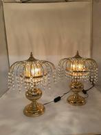 Set Vintage Hollywood Regency Tafellampen – Goud & Kristal, Ophalen