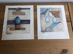 Patty Harpenau 2x Zeefdruk Tweeluik "Eieren" 1996 Gesigneerd, Antiek en Kunst, Kunst | Litho's en Zeefdrukken, Ophalen of Verzenden
