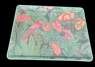 Retro Dienblad met papagaaien Print 35x46x2, Huis en Inrichting, Woonaccessoires | Dienbladen, Gebruikt, Kunststof, Rechthoekig