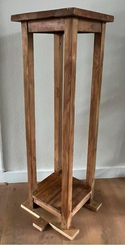 Teak houten zuil / plantentafel, Huis en Inrichting, Woonaccessoires | Zuilen en Pilaren, Zo goed als nieuw, Ophalen of Verzenden