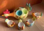 5 delige set Haan voor 4 eieren en 4 bijpassende eierdopjes, Ophalen of Verzenden, Zo goed als nieuw