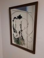 Vintage spiegel met olifanten, Ophalen, Gebruikt, Rechthoekig, Minder dan 100 cm