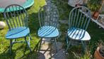 3 spijlenstoelen, Gebruikt, Drie, Blauw, Ophalen of Verzenden