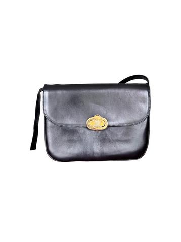 Vintage Celine Black Box Leather Triomphe Crossbody Bag beschikbaar voor biedingen
