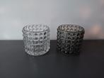 Set van 2 glazen waxinelichthouders – bubbeldesign, Overige materialen, Gebruikt, Ophalen of Verzenden, Grijs