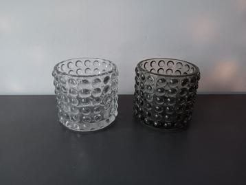 Set van 2 glazen waxinelichthouders – bubbeldesign beschikbaar voor biedingen