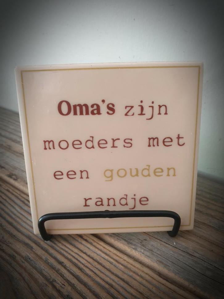 Tekst tegel "Oma's" teksttegel met spreuk, Huis en Inrichting, Woonaccessoires | Tekstborden en Spreuken, Nieuw, Ophalen of Verzenden