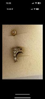 Gouden piercing dolfijn met zirkonia  nieuwstaat, Ophalen of Verzenden, Zo goed als nieuw, Goud