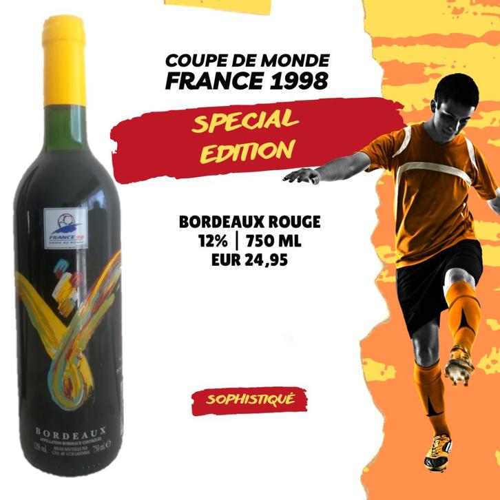 Coupe du monde France 1998 Bordeax Rouge Special Edition, Verzamelen, Wijnen, Nieuw, Rode wijn, Frankrijk, Vol, Ophalen of Verzenden