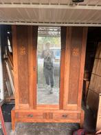 Antiek meubelset met spiegelkast, bed en marmeren kasten, Ophalen, Gebruikt, 100 tot 150 cm, Eikenhout