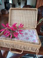 Franse Brocante Rieten Reismand met Bloemenbekleding, Antiek en Kunst, Ophalen of Verzenden
