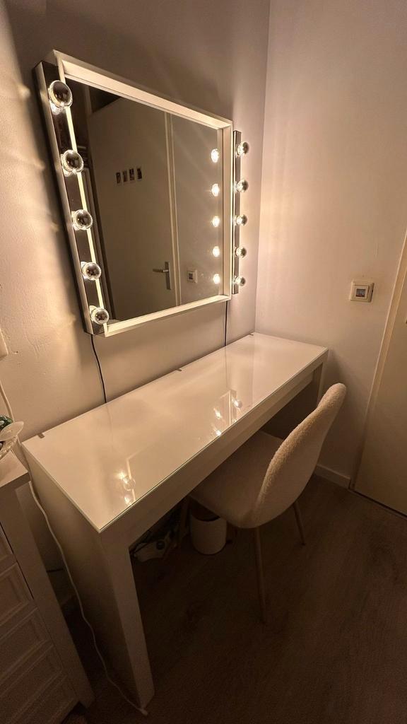 Ikea malm kaptafel set z.g.a.n, Huis en Inrichting, Tafels | Kaptafels, Zo goed als nieuw, Minder dan 100 cm, 50 tot 100 cm, Ophalen