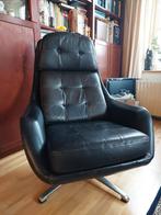 Vintage draaifauteuil leder - Overman stijl (Bramin?), Ophalen, Gebruikt, Vintage, 75 tot 100 cm