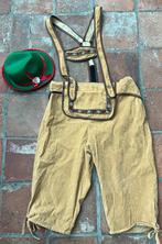Oktoberfest lederhose maat M / L met vilten groen hoedje, Ophalen of Verzenden, Gebruikt, Feestartikel, Carnaval