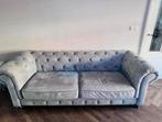 Chesterfield look bank, microvezel leder, Huis en Inrichting, Banken | Bankstellen, Ophalen, Gebruikt, Chesterfield, Rechte bank