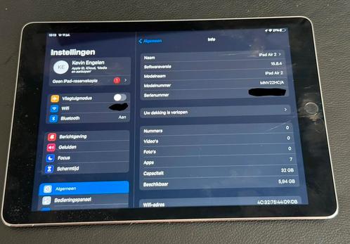 iPad Air 2 – Goed werkend, geen beschadigingen, Computers en Software, Apple iPads, Gebruikt, Apple iPad Air, Wi-Fi, 10 inch, 32 GB
