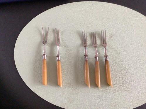 3 vorken,2 vlees vorken , 1930, bakeliet handvat, Antiek en Kunst, Antiek | Bestek, Ophalen