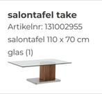Goossens salontafel "take"; glas, hout, 110x70 | compleet, Huis en Inrichting, Tafels | Salontafels, Ophalen, Gebruikt, 100 tot 150 cm
