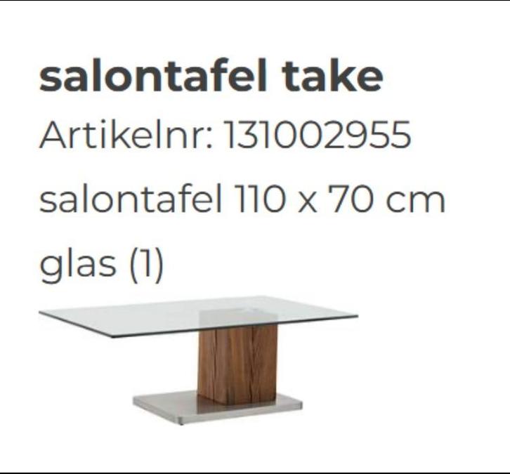 Goossens salontafel "take"; glas, hout, 110x70 | compleet, Huis en Inrichting, Tafels | Salontafels, Gebruikt, 50 tot 75 cm, 50 tot 100 cm