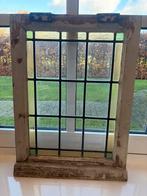 Oud raam met glas-in-lood effect, 48x65cm, Antiek en Kunst, Curiosa en Brocante, Ophalen