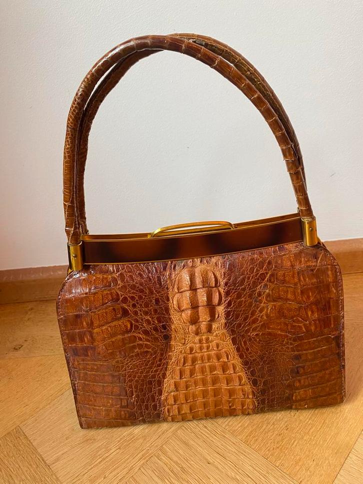 Vintage Krokodillenleren Handtas, Antiek en Kunst, Antiek | Kleding en Accessoires, Dames, Ophalen of Verzenden