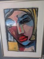 Zeefdruk van abstracte kleurrijke Dame, Antiek en Kunst, Kunst | Litho's en Zeefdrukken, Ophalen