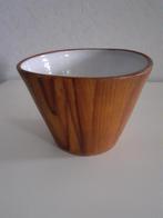 Vintage bloempot Teak keramiek sixties, Rond, Ophalen of Verzenden, Zo goed als nieuw, Minder dan 25 cm