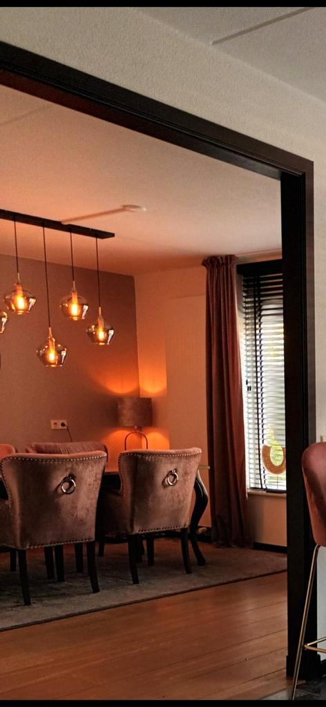 Luxe Roze velvet Stoelen - Set van 6 Richmond, Huis en Inrichting, Stoelen, Zo goed als nieuw, Vier, Stof, Overige kleuren, Ophalen of Verzenden