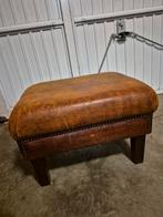 Lederen voetenbankje / krukje, Ophalen, Minder dan 50 cm, Gebruikt, Hout