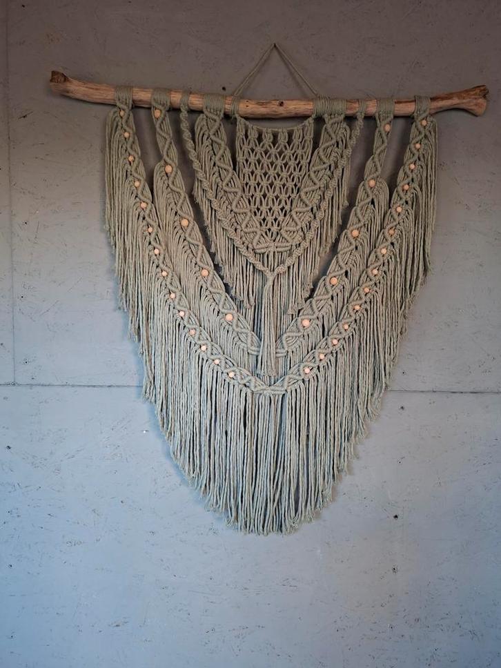 Nieuwe handgemaakte macrame wandkleed saliegroen, Huis en Inrichting, Woonaccessoires | Wanddecoraties, Nieuw, Ophalen of Verzenden