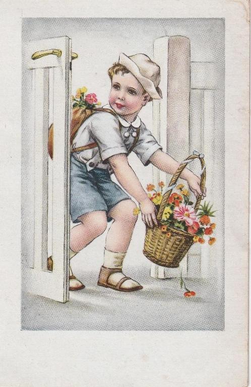 JONGEN HOEDJE JAREN 40 ZEER MOOIE OUDE KAART KH200, Verzamelen, Ansichtkaarten | Themakaarten, Ongelopen, 1940 tot 1960, Kinderen
