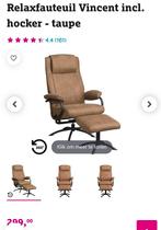 Leen Bakker Relaxfauteuil Vincent + Hocker - Taupe, Ophalen, Nieuw, 75 tot 100 cm, 75 tot 100 cm