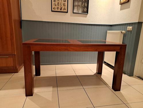 Te koop kersenhouten tafel. Met hardstenen panelen., Huis en Inrichting, Tafels | Eettafels, Zo goed als nieuw, 50 tot 100 cm