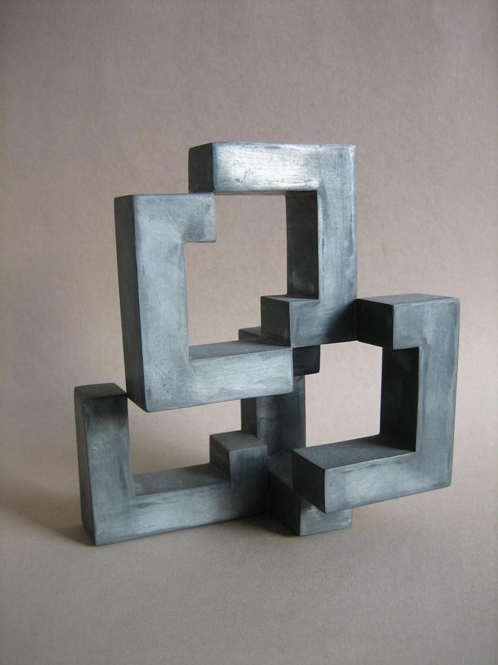 Mooi geometrisch object kubistisch kunstwerk metaal, Antiek en Kunst, Kunst | Designobjecten, Ophalen of Verzenden