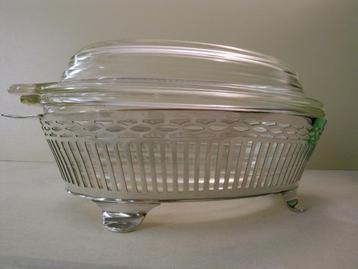 Keltum Ajour dekschaal/serveerschaal verzilverd + glas inzet beschikbaar voor biedingen