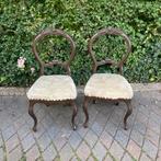 Vintage Eetkamerstoelen met Roos Houtsnijwerk (2 stuks), Antiek en Kunst, Antiek | Meubels | Stoelen en Banken, Ophalen