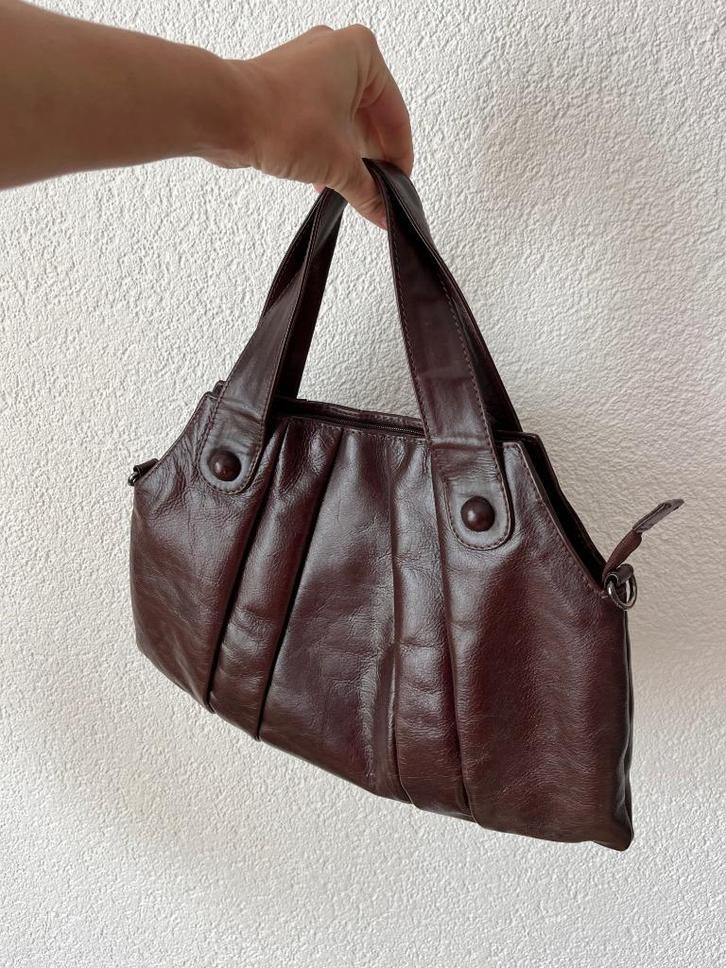 Leren damestas | Vilenca - bordeauxrood, Sieraden, Tassen en Uiterlijk, Tassen | Damestassen, Zo goed als nieuw, Handtas, Rood